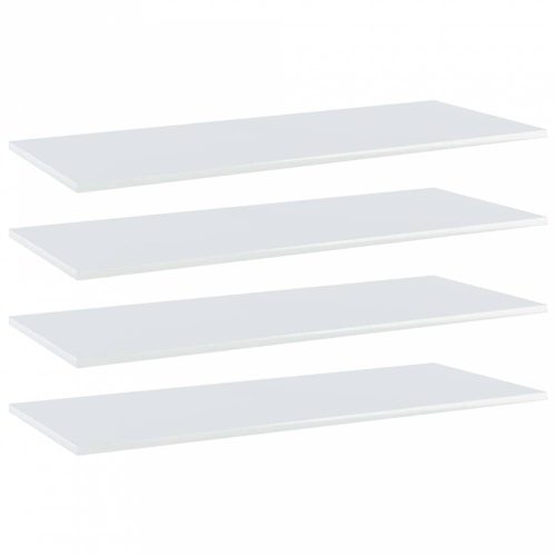 4 db magasfényű fehér forgácslap könyvespolc 100 x 40 x 1,5 cm