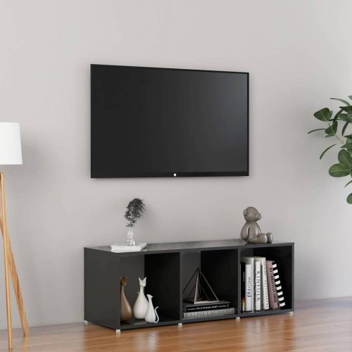 Magasfényű szürke forgácslap tv-szekrény 107 x 35 x 37 cm