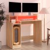 Sonoma-tölgyszínű szerelt fa íróasztal led-ekkel 97x45x90 cm