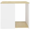 Fehér és sonoma-tölgy színű forgácslap kisasztal 50x50x45 cm