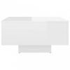 Magasfényű fehér forgácslap dohányzóasztal 60 x 60 x 31,5 cm