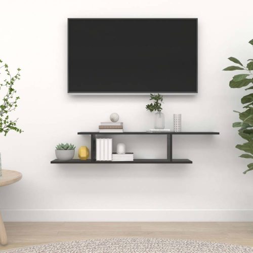 Fekete forgácslap fali TV-polc 125 x 18 x 23 cm