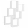 Magasfényű fehér négyszög forgácslap fali polc 78 x 15 x 93 cm