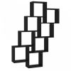 Fekete forgácslap fali kockapolc 90 x 15 x 119 cm