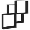 Fekete forgácslap fali kockapolc 80 x 15 x 78,5 cm