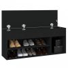 Fekete forgácslap cipőtároló pad 105 x 30 x 45 cm