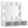 Magasfényű fehér tükrös szekrény led-ekkel 60 x 31,5 x 62 cm