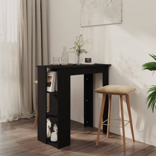 Fekete forgácslap bárasztal polccal 102 x 50 x 103,5 cm