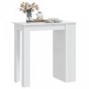 Magasfényű fehér bárasztal tárolópolccal 102 x 50 x 103,5 cm