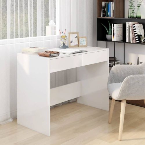 Magasfényű fehér forgácslap íróasztal 101 x 50 x 76,5 cm