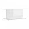 Magasfényű fehér forgácslap dohányzóasztal 102 x 55,5 x 40 cm
