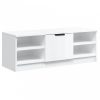 Magasfényű fehér szerelt fa tv-szekrény 102 x 35,5 x 36,5 cm