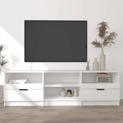 Fehér szerelt fa tv-szekrény 150 x 33,5 x 45 cm