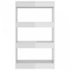 Magasfényű fehér térelválasztó könyvszekrény 60 x 30 x 103 cm