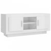 Fehér magasfényű szerelt fa tv-szekrény 102x35x45 cm