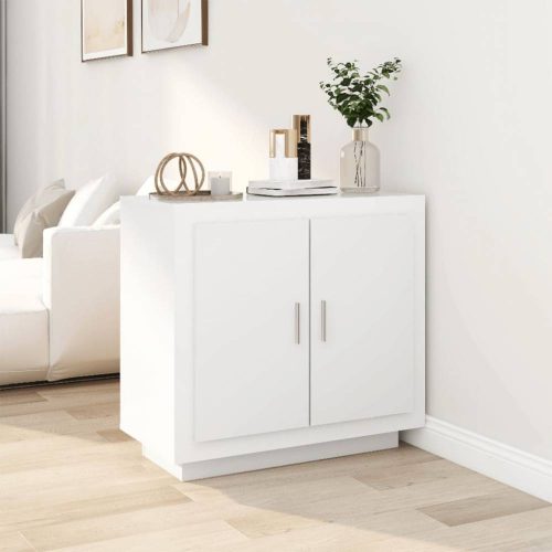 Magasfényű fehér szerelt fa tálalóasztal 80 x 40 x 75 cm