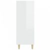 Magasfényű fehér szerelt fa tálalószekrény 69,5x32,5x90 cm