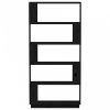 Fekete tömör fenyőfa könyvszekrény/térelválasztó 80x25x163,5 cm