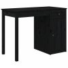 Tömör fenyőfa íróasztal fekete 100x50x75 cm