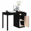 Tömör fenyőfa íróasztal fekete 100x50x75 cm