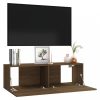 Barna tölgyszínű szerelt fa fali tv-szekrény 100 x 30 x 30 cm