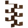2 db barna tölgyszínű szerelt fa fali sarokpolc 40 x 40 x 50 cm