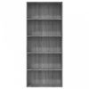 5 szintes szürke sonoma szerelt fa könyvszekrény 80x30x189 cm