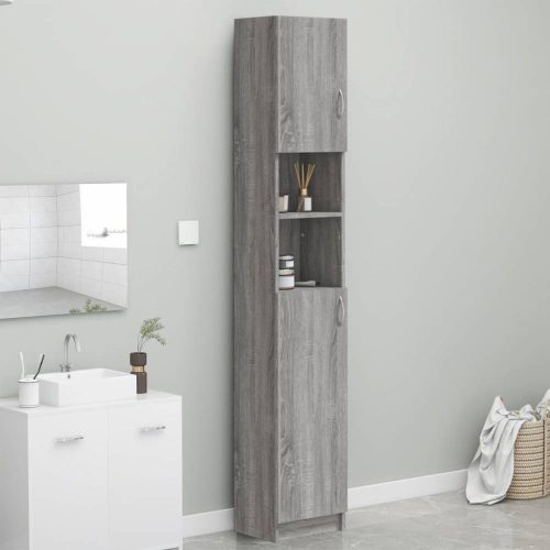 Szürke sonoma szerelt fa fürdőszobaszekrény 32 x 25,5 x 190 cm