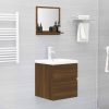 Barna tölgy színű szerelt fa fürdőszobatükör 40x10,5x37 cm