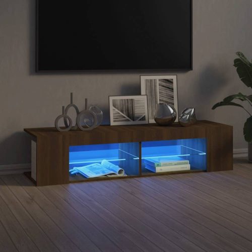 Barna tölgyszínű tv-szekrény led-világítással 135 x 39 x 30 cm