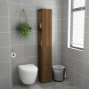 Barna tölgy színű szerelt fa fürdőszobaszekrény 25x25x170 cm