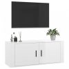 Magasfényű fehér fali tv-szekrény 100x34,5x40 cm