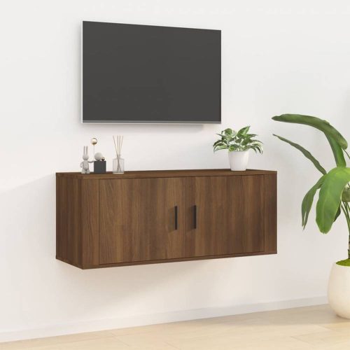 Barna tölgy színű fali tv-szekrény 100 x 34,5 x 40 cm