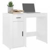 Magasfényű fehér színű szerelt fa íróasztal 100x49x75 cm