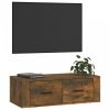 Füstös tölgyszínű szerelt fa függő tv-szekrény 80 x 36 x 25 cm