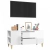Fehér magasfényű szerelt fa tv-szekrény 102x44,5x50 cm