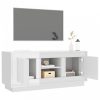 Fehér magasfényű szerelt fa TV-szekrény 102x35x45 cm