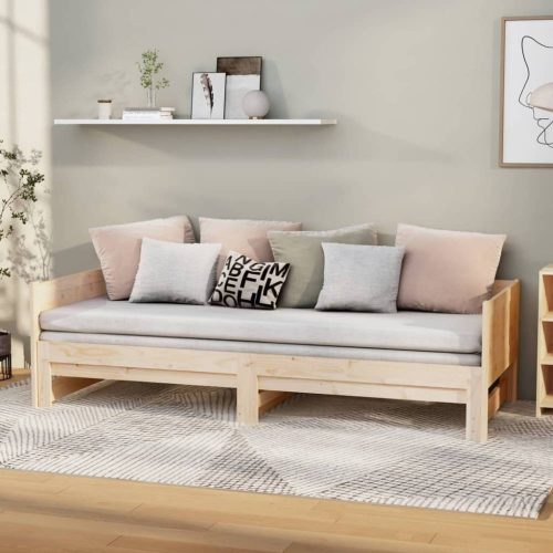 Tömör fenyőfa kihúzható kanapéágy 2x(80x200) cm