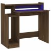 Barna tölgy színű szerelt fa íróasztal led-ekkel 97x45x90 cm