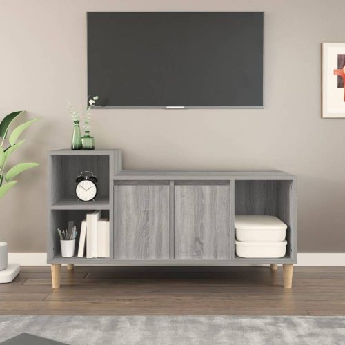 Szürke sonoma színű szerelt fa tv-szekrény 100x35x55 cm