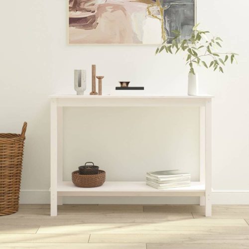 Fehér tömör fenyőfa tálalóasztal 110 x 40 x 80 cm