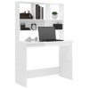 Magasfényű fehér szerelt fa íróasztal polcokkal 102x45x148 cm