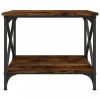 Füstös tölgyszínű szerelt fa kisasztal 55x38x45 cm