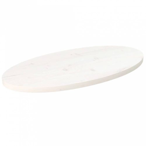 Fehér tömör fenyőfa ovális asztallap 60 x 30 x 2,5 cm