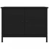 Fekete szerelt fa TV-szekrény ajtókkal 60x35x45 cm
