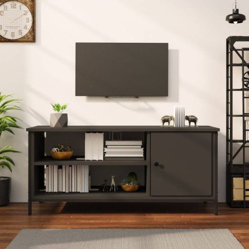 Fekete szerelt fa TV-szekrény 100x40x45 cm