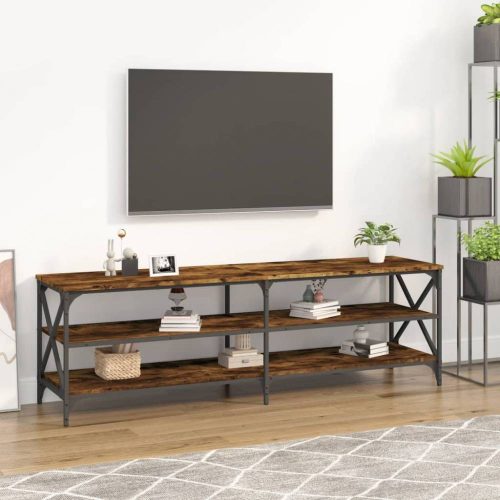 Füstös tölgy színű szerelt fa TV-szekrény 160 x 40 x 50 cm