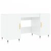 Magasfényű fehér színű szerelt fa íróasztal 140 x 50 x 75 cm