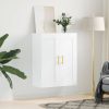 Magasfényű fehér szerelt fa fali szekrény 69,5 x 34 x 90 cm