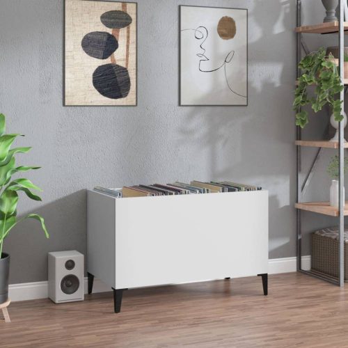 Fehér szerelt fa hanglemezszekrény 74,5x38x48 cm